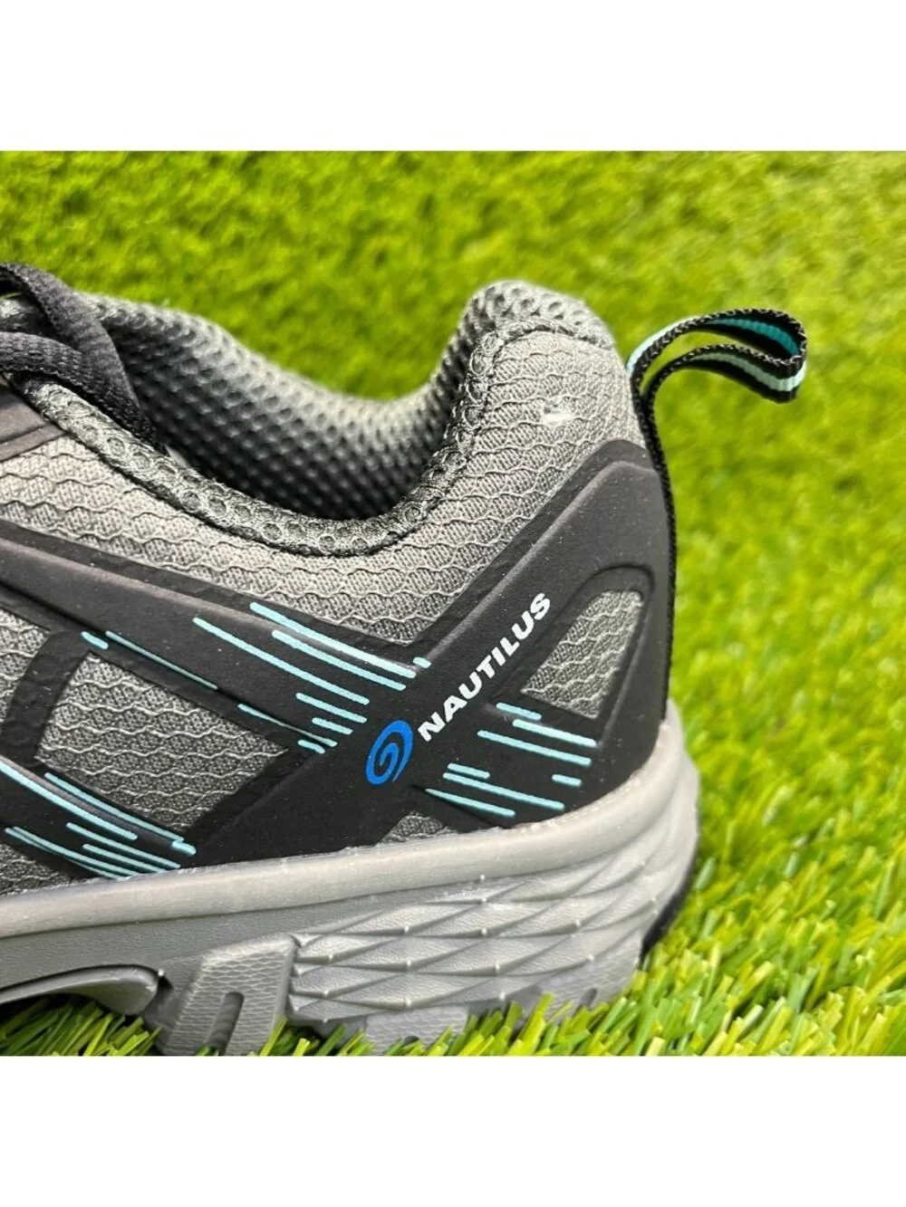 Nautilus Stratus Women Size 7.5D Gray Black Blue Composite Toe Safety Work Shoes